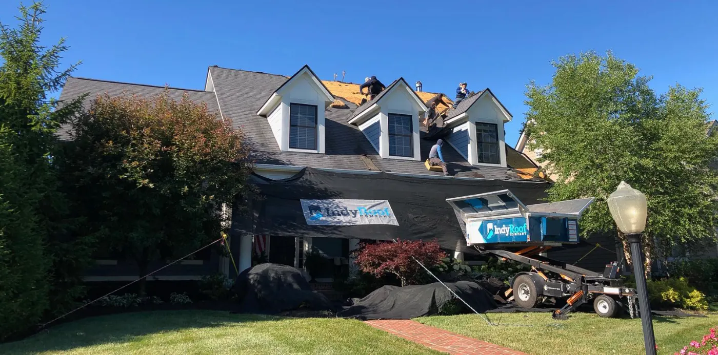 Storm damage documentation on a Monon commercial building